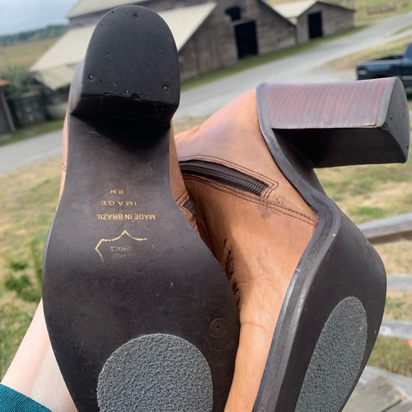 ZODIAC Deadstock Platform Tan Leather Brazil Boots VTG - Picture 5 of 10